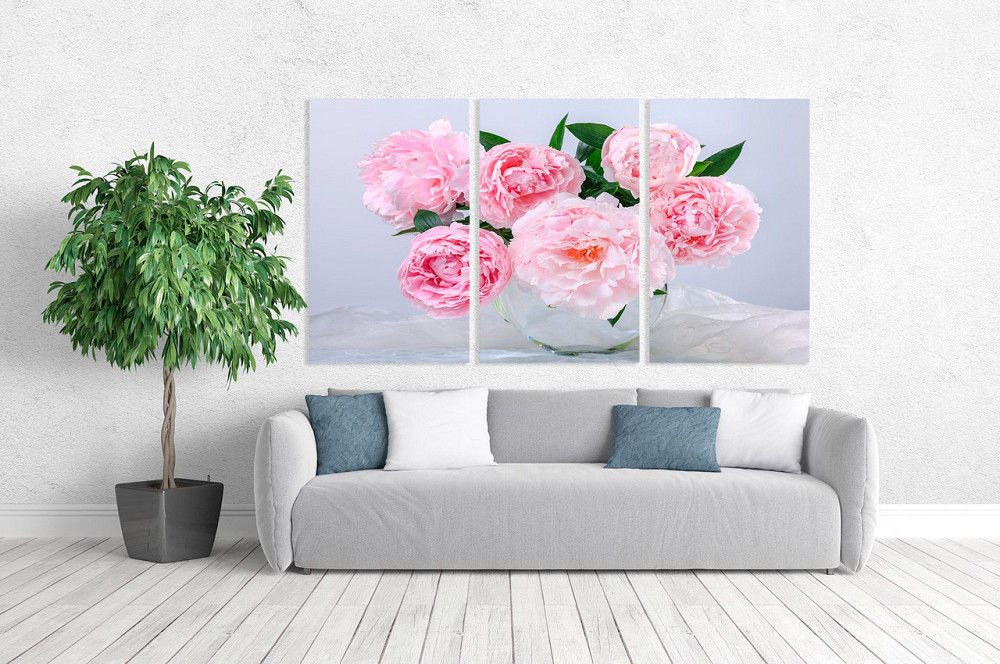 Модульная картина в гостиную / спальню   Піони  ART-221_3A 70х130 см Киев - изображение 2