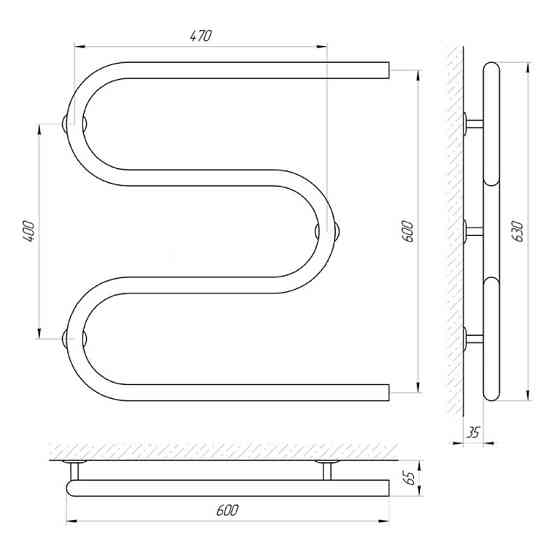 Сушарка для рушників Laris Змійовик 30 РС3 600Х600 1/2" Київ
