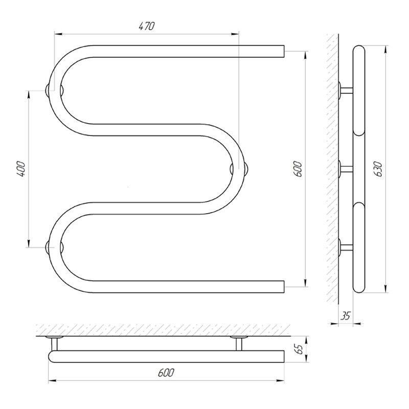 Сушарка для рушників Laris Змійовик 30 РС3 600Х600 1/2" Київ - фото 4