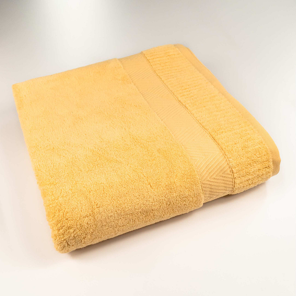 Банний махровий рушник 70x140см Преміум якості Зеро Твіст Бордюр 550г/м2 (Жовтий) Суми - фото 1