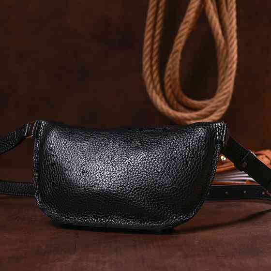 Шкіряна жіноча бананка Shvigel 16373 Чорний Київ