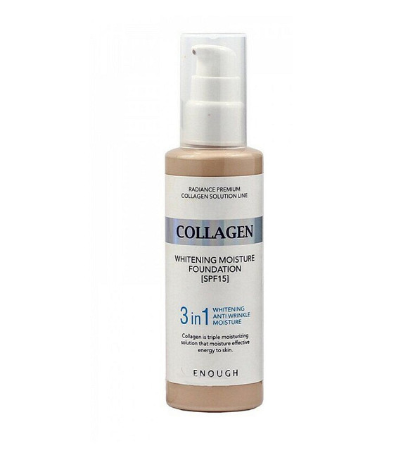 Тональний крем для обличчя Освітлення Collagen Whitening Moisture Foundation SPF15 (21) Enough 100 мл Київ - фото 1