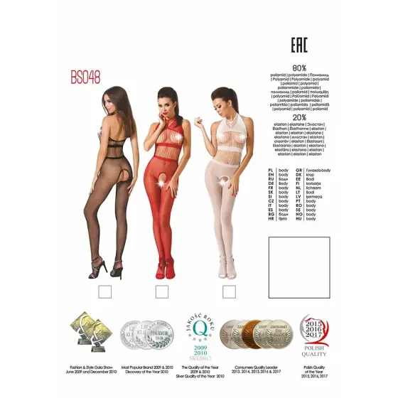 Бодістокінг Passion BS048 black, комбінезон, імітація колгот та відкритого топа Львів