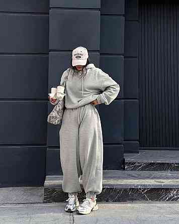 Жіночий повсякденний стильний костюм із якісної тринитки на флісі Меланж Одеса