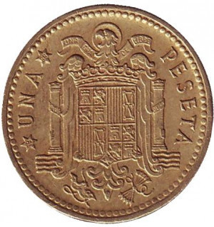 Монета 1 песета. 1963,66,75 рік, Іспанія.(Г) Полтава - фото 1