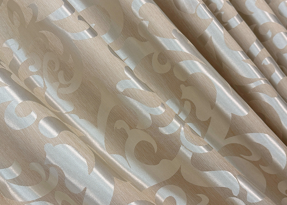 Комплект штор VR-Textil Жаккард Вензель 200х270 2шт и Тюль 600х270 416ш-1147т Бежевый с белым 71-100/7 Киев - изображение 6