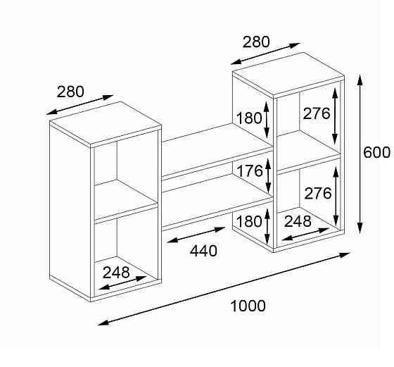 Навісна полиця VAYS M-11 Дуб Сонома, з нішами для книг і декору, ЛДСП, 100×18×60 см - для вітальні, спальні, кабінету Львів