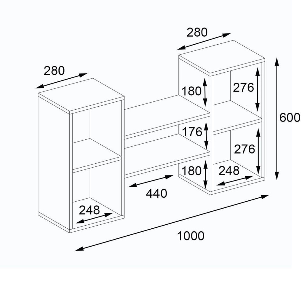 Навісна полиця VAYS M-11 Дуб Сонома, з нішами для книг і декору, ЛДСП, 100×18×60 см - для вітальні, спальні, кабінету Львів - фото 2