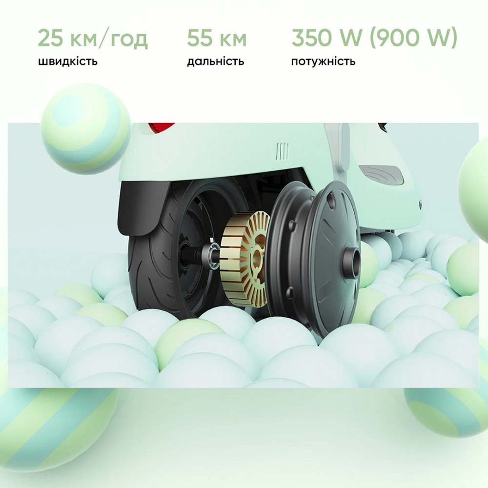 Електросамокат з сидінням OKAI Ceetle PRO EA10C Mint Green 10', 350(900)W, 25Km/h, 10.4Ah, 55Km, 20%,NFC, App, 29kg Киев - изображение 10