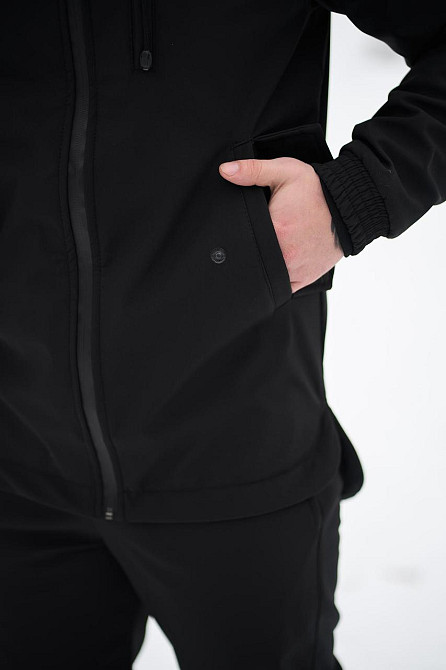 Чоловіча куртка soft shell Intruder софтшелл Куртка демісезонна з капюшоном осінь весна Стильна чорна Одеса - фото 7
