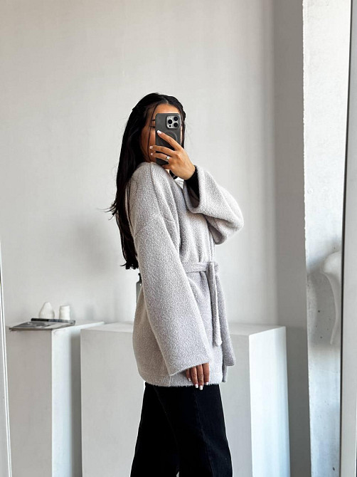 Жіночий теплий модний кардиган альпака Молочний, 46/48 Одеса - фото 3