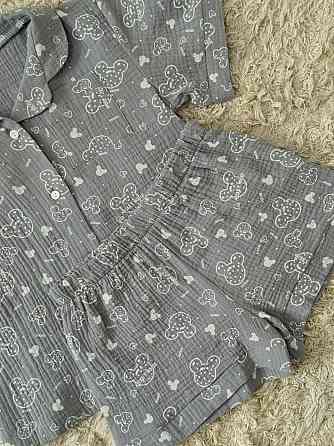 Дитяча піжама з мусліна шорти із сорочкою Сірий Мікі Маус 122-128 Харків