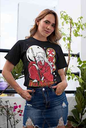 Футболка для мальчика аниме Інуйасха Сессхомару Ред Моон оверсайз (рост от 165 до 180 ) Черний AnimeJ0225m Днепр