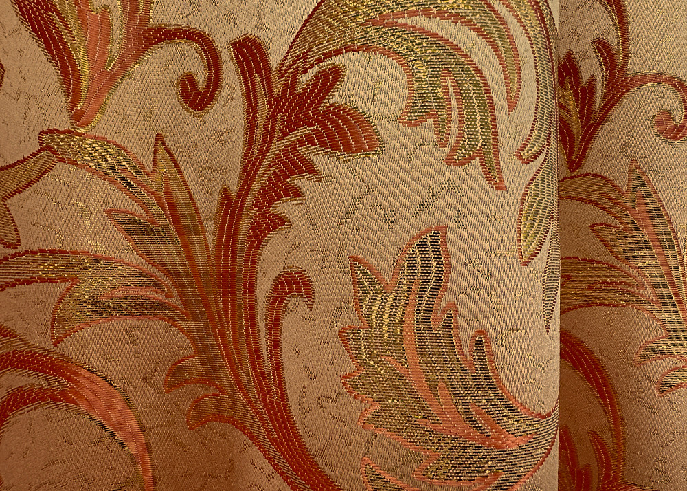 Комплект готовых штор VR-Textil Жаккард Завиток с люрексом № 1646ш Оранжевый с золотистым 145х170 см 2 шт (35-0258) Киев - изображение 14