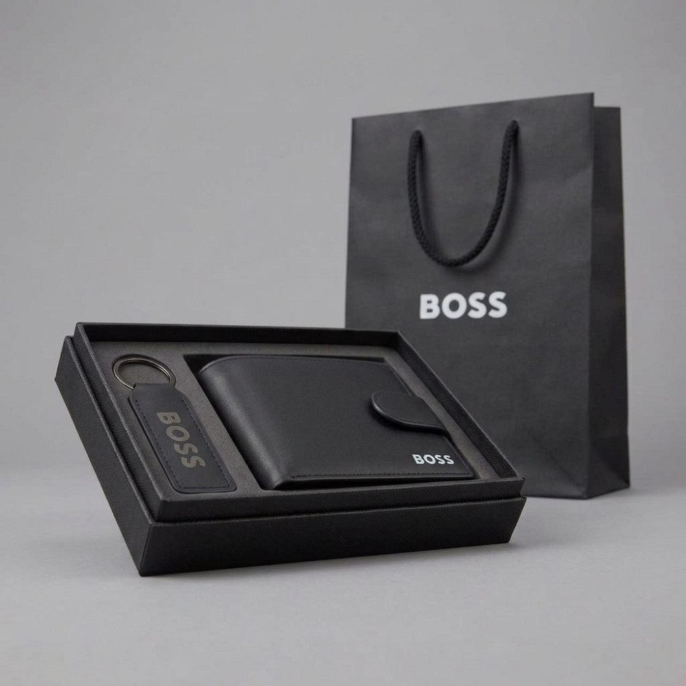 Мужской брендовый кошелек на кнопке Boss (7704-2) Киев - изображение 6
