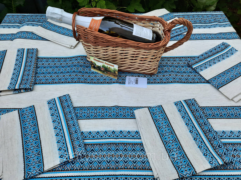 Скатерть вышитая в украинском стиле синяя Киев - изображение 6