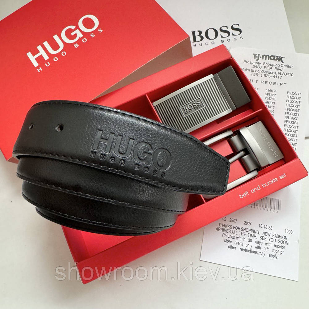 Чоловічий подарунковий набір (ремінь із двома пряжками) H.Boss (218) Київ - фото 5