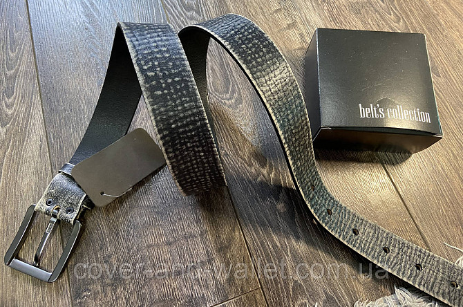 Модный мужской кожаный ремень из винтажной кожи коричневого цвета 35мм PS Leather Киев - изображение 6