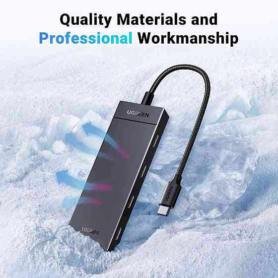 Хаб USB-C Ugreen 4в1, багатопортовий адаптер USB 3.2, 4-портовий концентратор для передачі даних 10 Гбіт/с Plug&Play Київ
