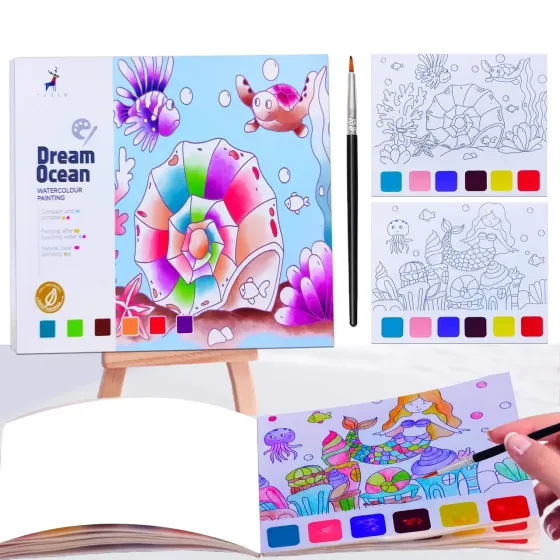 Альбом для розфарбовування з акварельними фарбами розмальовка "Dream ocean" для творчості та живопису Кам'янець-Подільський