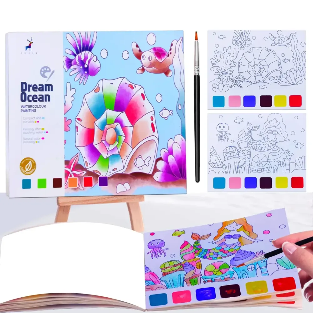 Альбом для раскрашивания с акварельными красками раскраска 