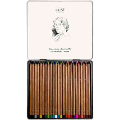 Карандаши цветные Muse Круглые в металлическом пенале 24 цвета (101M-24) Винница