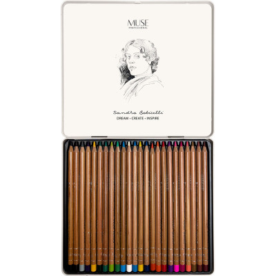 Карандаши цветные Muse Круглые в металлическом пенале 24 цвета (101M-24) Винница - изображение 2
