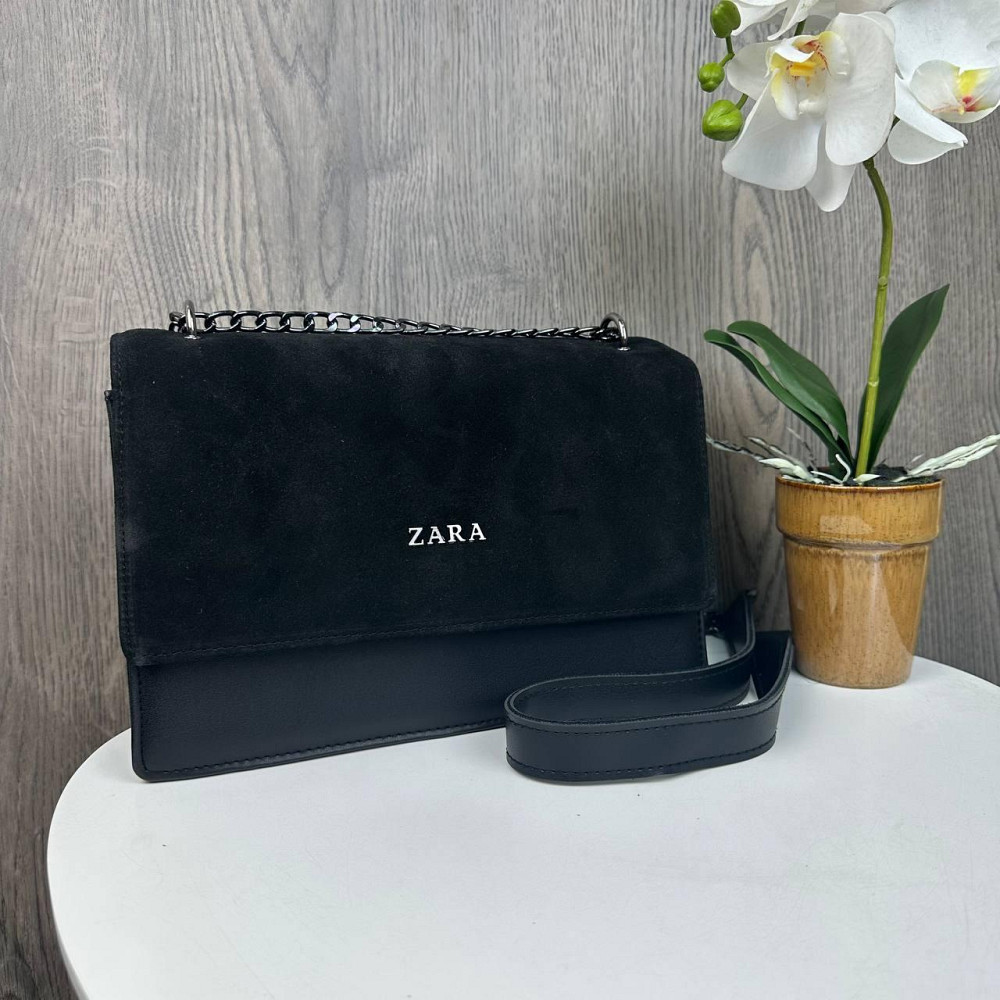 Замшева жіноча сумочка стиль Зара чорна, міні сумка натуральна замша Zara ( 25381 ) Харьков - изображение 3