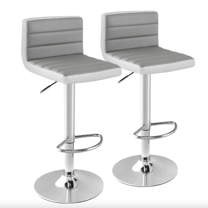Комплект барных стульев Costway Alisa из экокожи с регулируемой высотой и мягким сиденьем Киев - изображение 3