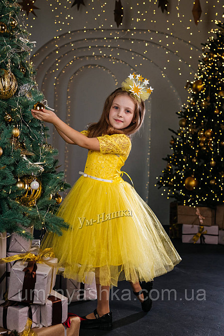 Желтое нарядное пышное платье с жемчугом и рукавчиками Кривой Рог - изображение 10