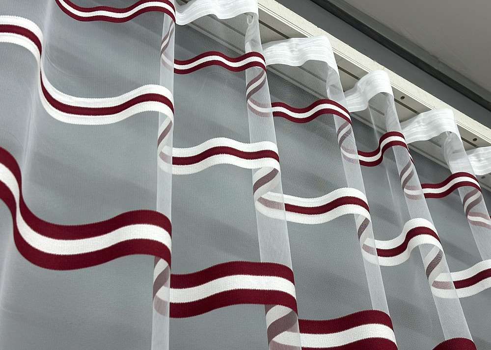 Тюль фатин полосы Цвет бордовый с белым 1772т Киев - изображение 7