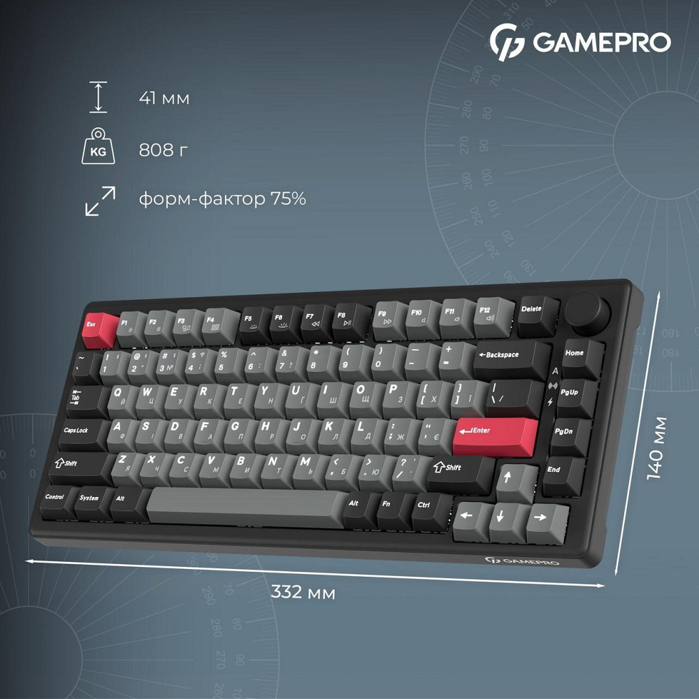 Клавіатура бездротова GamePro Asgard Yord Keychron Super Red Switch Black (MK266BK) ( 12615 ) Харків - фото 12