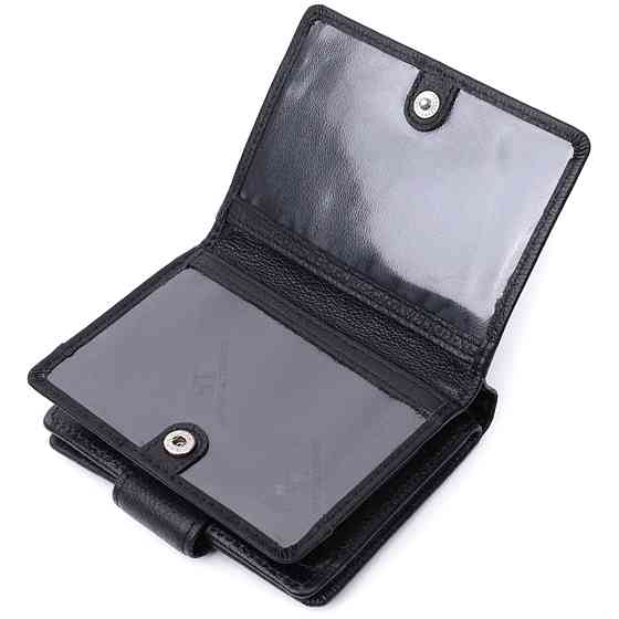 Жіночий гаманець з монетницею та блоком для пропусків із натуральної шкіри ST Leather 22713 Чорний Київ