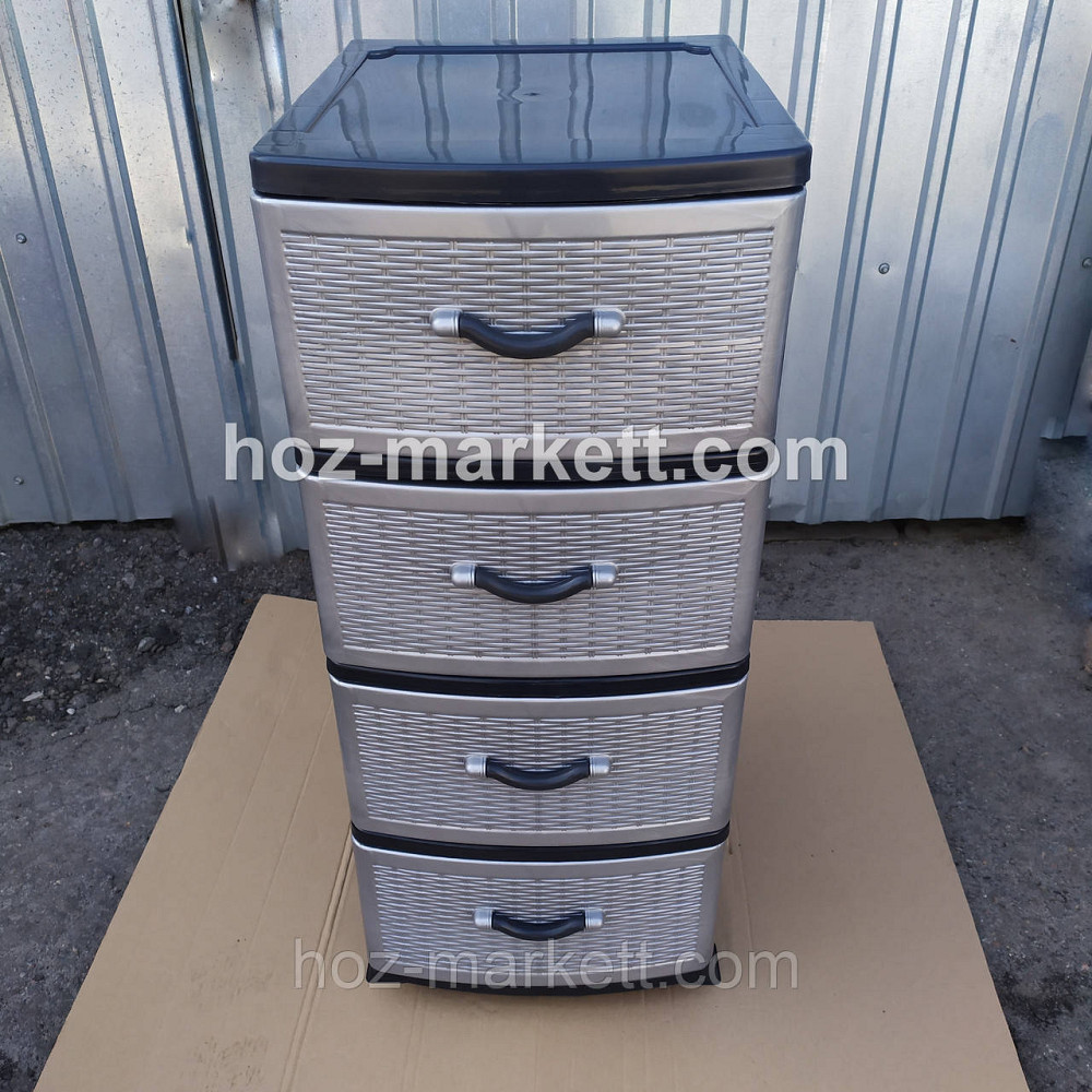 Тумбочка комод пластиковый серый на 4 ящика производство Украина Харьков - изображение 9