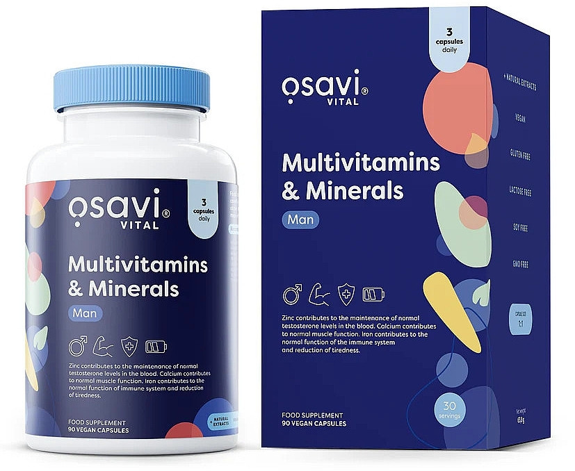 Комплекс вітамінів і мінералів для чоловіків Osavi Multinitamins &amp; Minerals Man 180 caps Луцьк - фото 1
