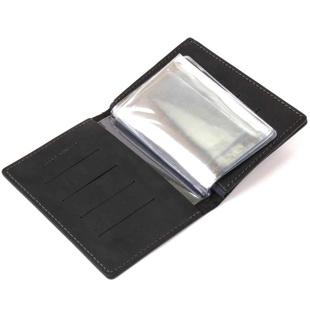 Шкіряна обкладинка для документів GRANDE PELLE 11494 Чорний Київ - фото 7