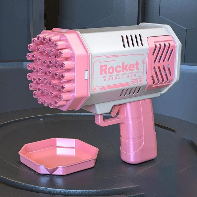Дитячий пістолет мильні бульки Rocket Bubble Gun 15,8 см автоматичний. Колір: рожевий JV-42 Одеса - фото 2