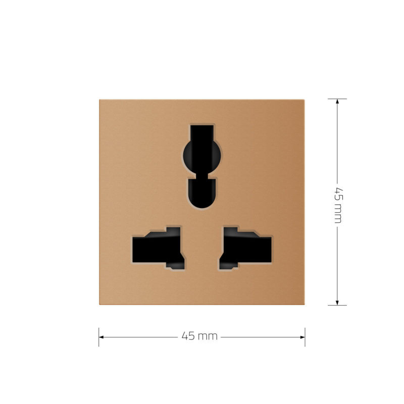 Універсальна розетка LIVOLO 12-в-1, з заземленням і шторками, золота, 16А 250В, модуль (VL-FCT22 16A-2AP) Коломыя - изображение 4
