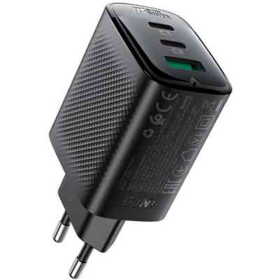 Зарядний пристрій Acefast 2xUSB-C + 1xUSB 67W GaN black (6974316284048) Вінниця