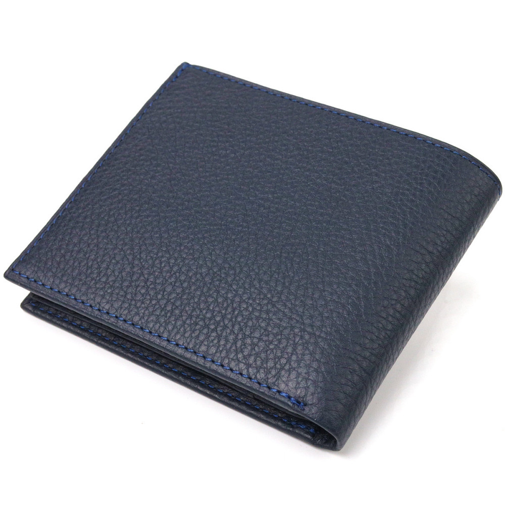 Вместительный кошелек для мужчин в два сложения из натуральной кожи флотар Синий (CANPELLINI) Киев - изображение 6
