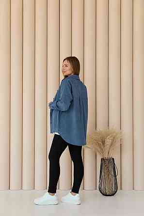 Женская рубашка для беременных стиля oversize из микровельвета Varna размер 2XL-3XL Lullababe джинсовая Кривой Рог