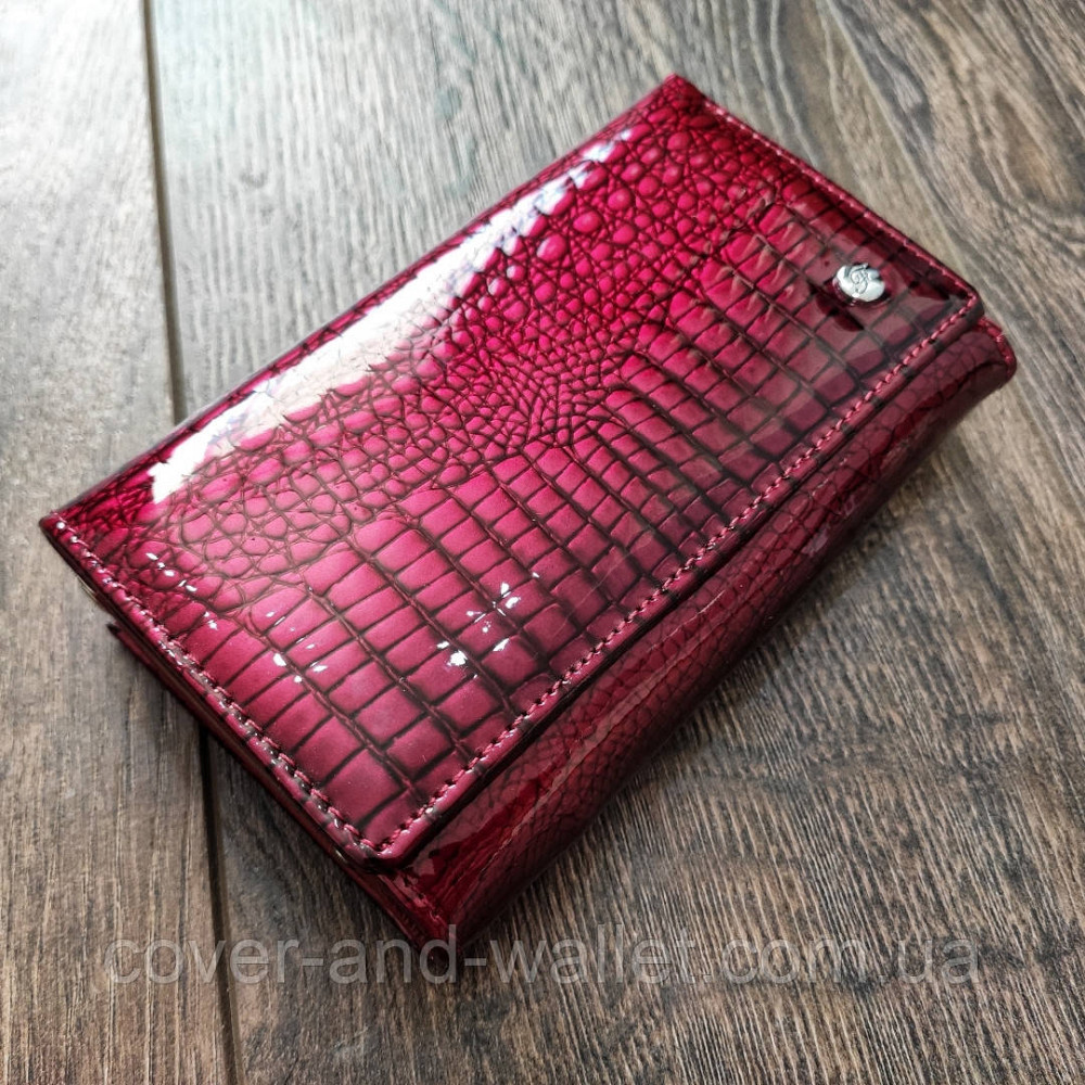 Бордовый лаковый женский кошелёк из натуральной кожи среднего размера ST AE 021 Киев - изображение 7