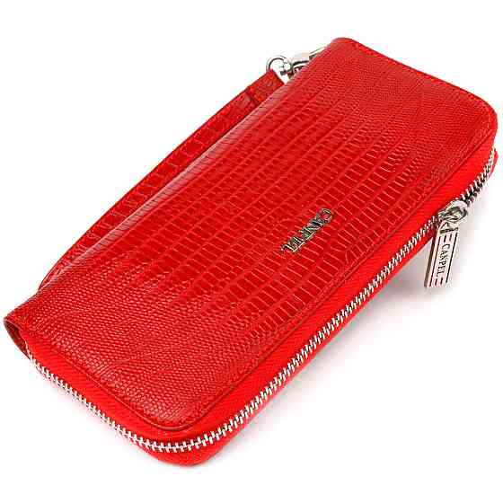 Оригинальный кошелек для женщин из натуральной фактурной кожи Красный (CANPELLINI) Киев