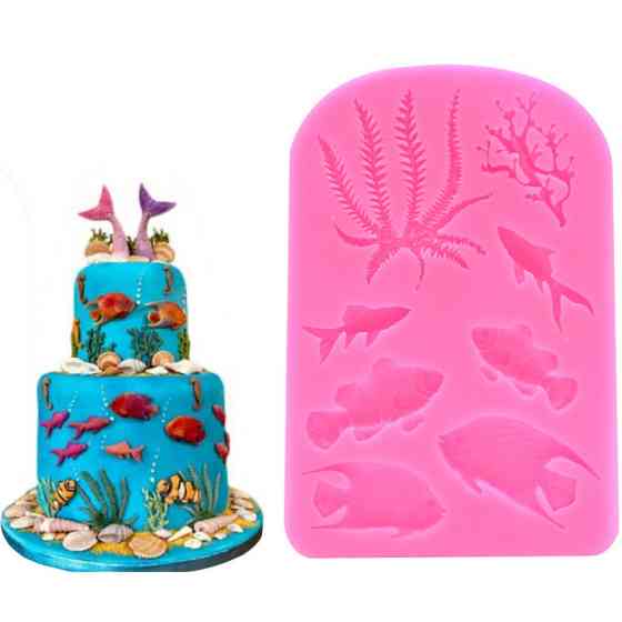 Молд кондитерский Рыбки и кораллы 94 на 143 мм розовый Киев