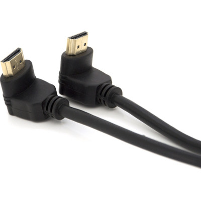 Кабель мультимедійний HDMI M to HDMI M 1.0m V1.4 90° corner black Merlion (YT-HDMI-1.0m/90°-90°) Вінниця - фото 1