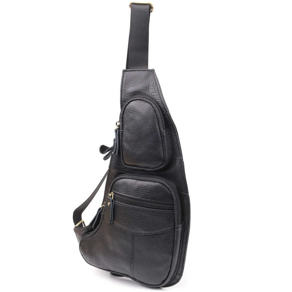 Сумка для чоловіків з великою кількістю кишень із натуральної шкіри Чорний (Vintage) Київ - фото 11