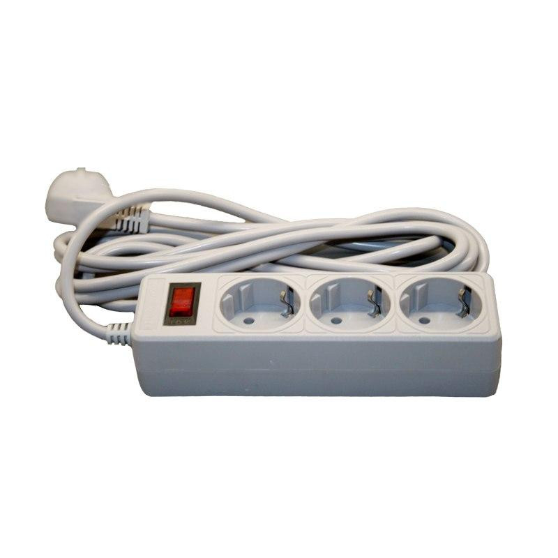 Сетевой фильтр с заземлением 3 гнезда, 3 м, серый Днепр - изображение 2