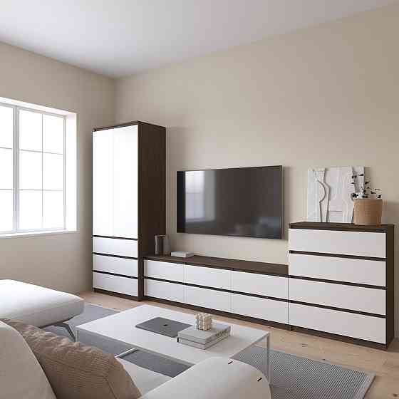 Комплект мебели в гостиную VAYS, шкаф R-9 тумба R-12 комод R-4 Венге Темный-Белый фасад Львов