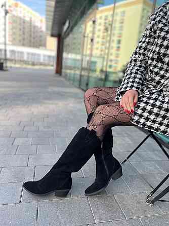 Edan Instruments Чоботи жіночі EDAN K/B чорні замша натуральна зима євро-хутро висота 36см обхв Коломыя