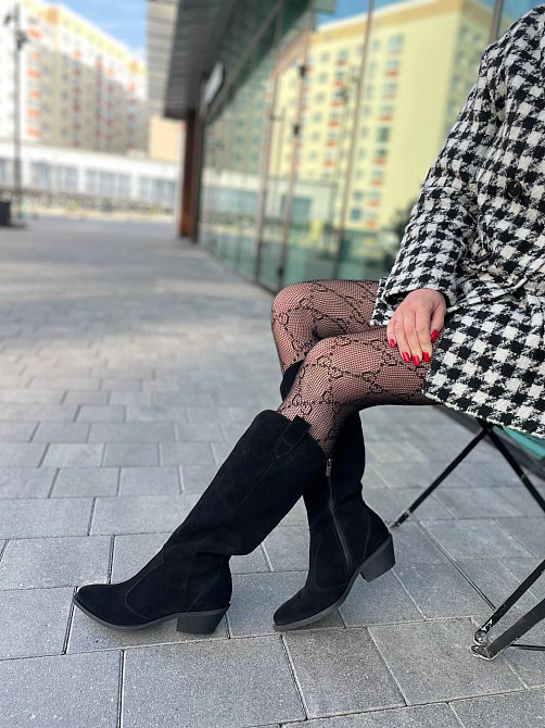 Edan Instruments Чоботи жіночі EDAN K/B чорні замша натуральна зима євро-хутро висота 36см обхв Коломыя - изображение 1